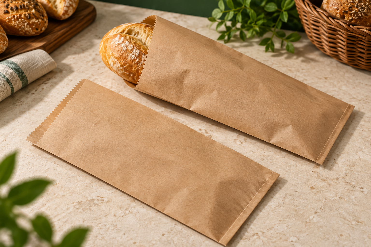 Sacos de papel kraft para produtos de padaria